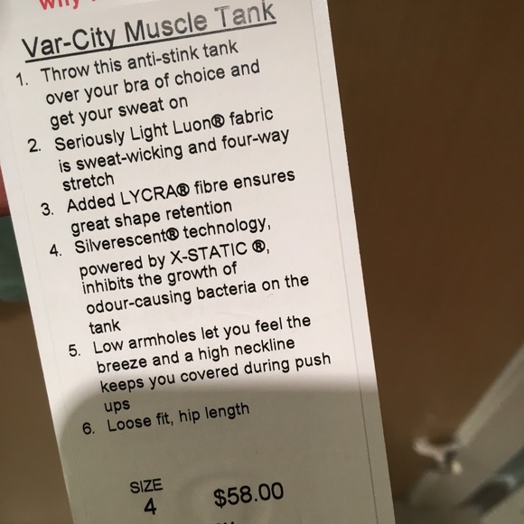 Lululemon var-city muscle tank sea aqua blue Sz 4 - Picture 8 of 8